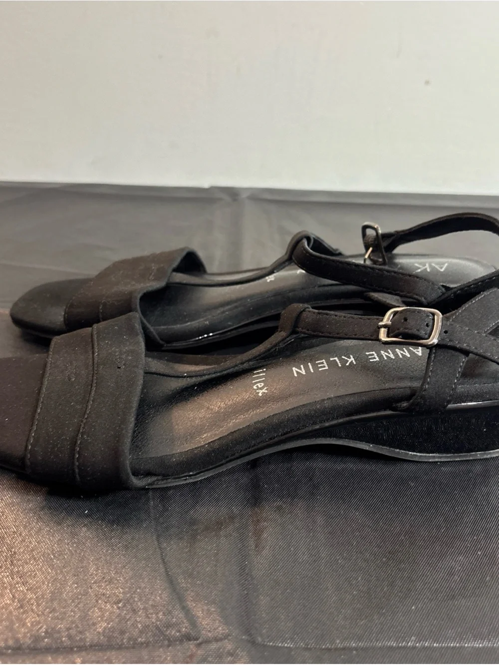 Anne Klein Black Ankle-Strap Sandals. Sz 7.5. 9/17